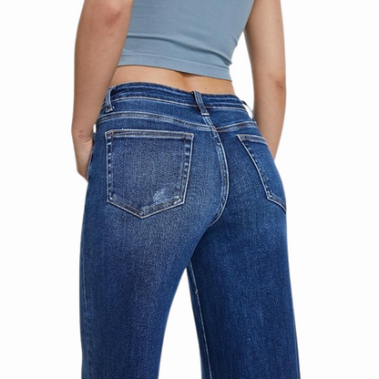 Mid-Low Rise Stretch Wide-Leg Baggy BBL Jeans