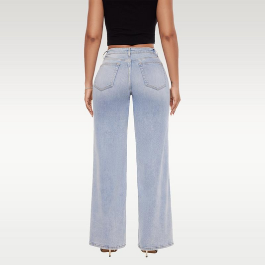 Mid-Low Rise Stretch Wide-Leg Baggy BBL Jeans