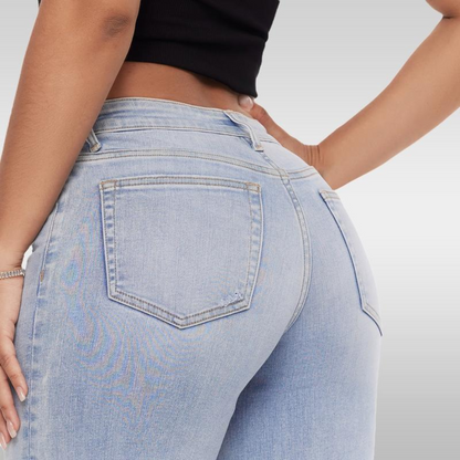 Mid-Low Rise Stretch Wide-Leg Baggy BBL Jeans
