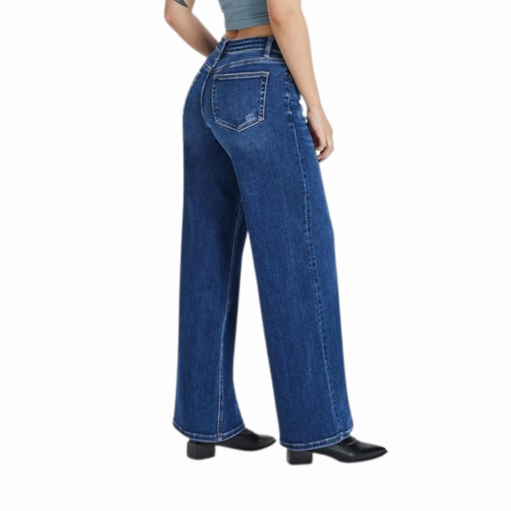 Mid-Low Rise Stretch Wide-Leg Baggy BBL Jeans