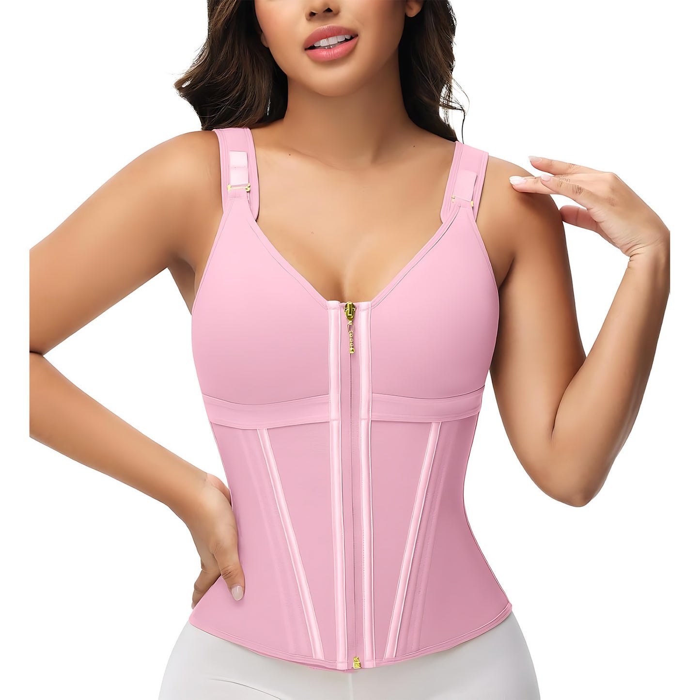 Mesh Belly Contracting And Waist Slimming Three Breasted Corset