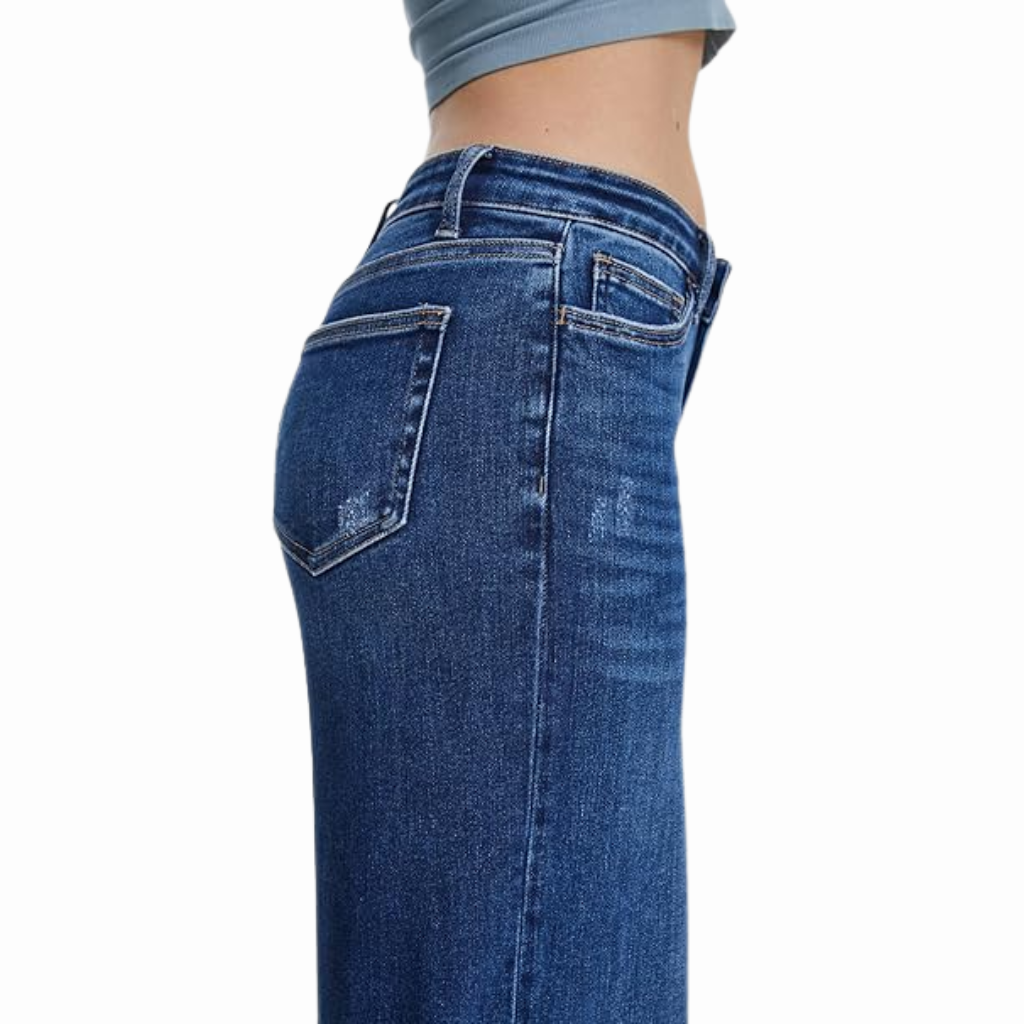 Mid-Low Rise Stretch Wide-Leg Baggy BBL Jeans